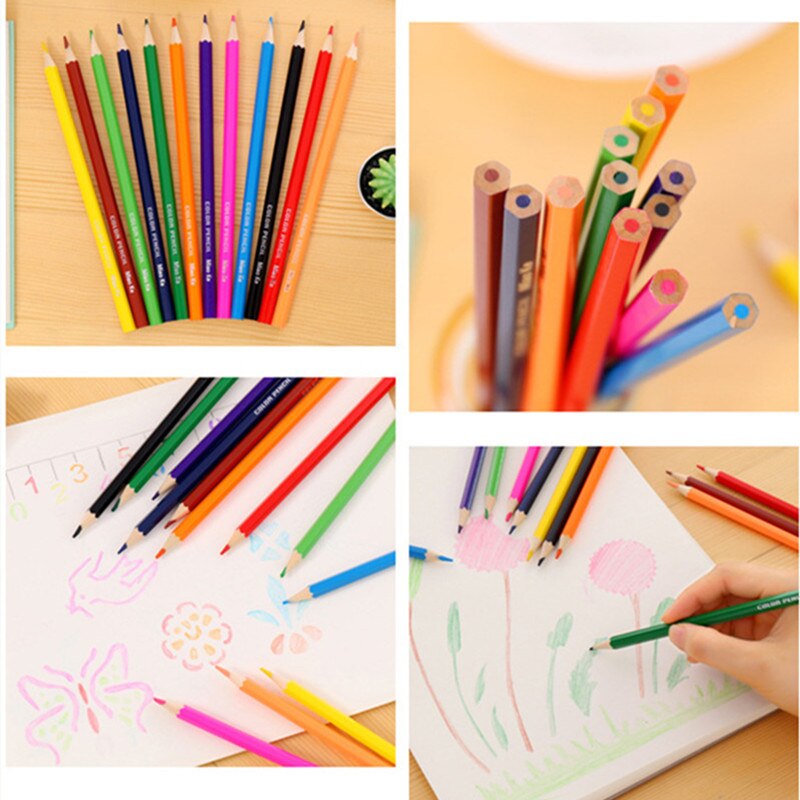 12 Kids Colour Pencils Natural wood colored Pencils Drawing Pencils for School Office Art Painting Sketch Supplies