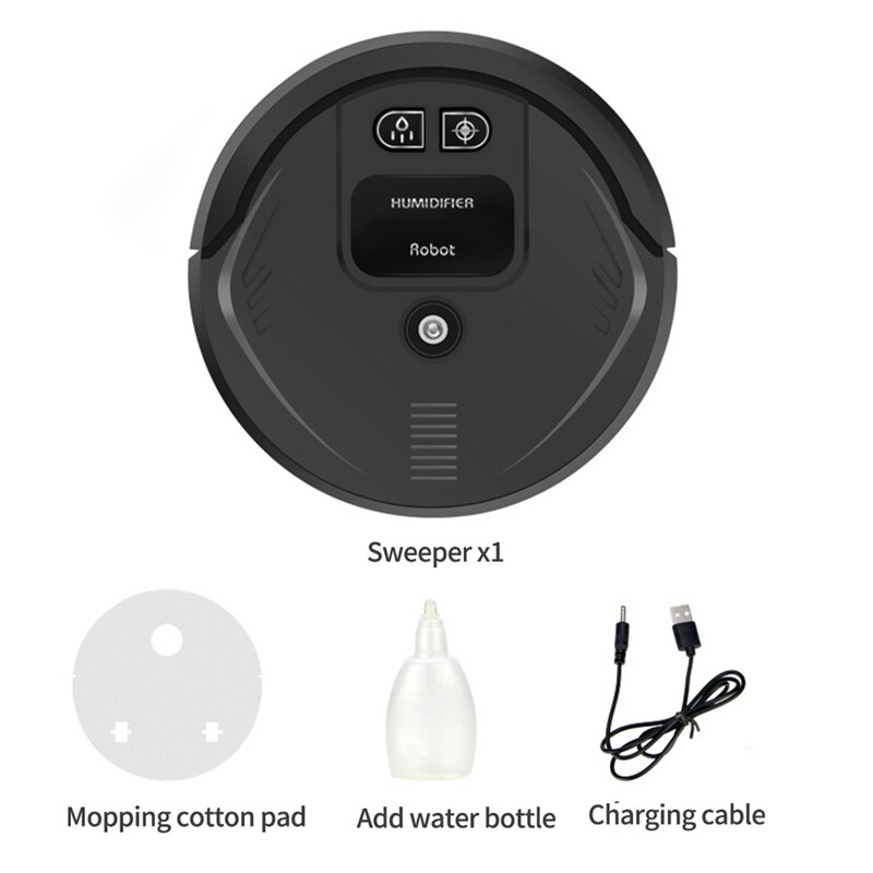 Household Lazy Intelligent Robot Powerful Cleaning System USB Charging UV Disinfection Diffuser Wireless Sweeping Vacuum Cleaner: black