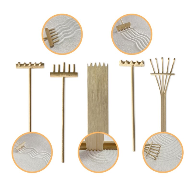 6/9Stck Mini Zen Garten Bambus Rechen Mini Rechen einstellen DIY Kunst Handwerk für freundlicher Aktivität Zentrum Gemeinschaft beliebte Graffiti Bausatz