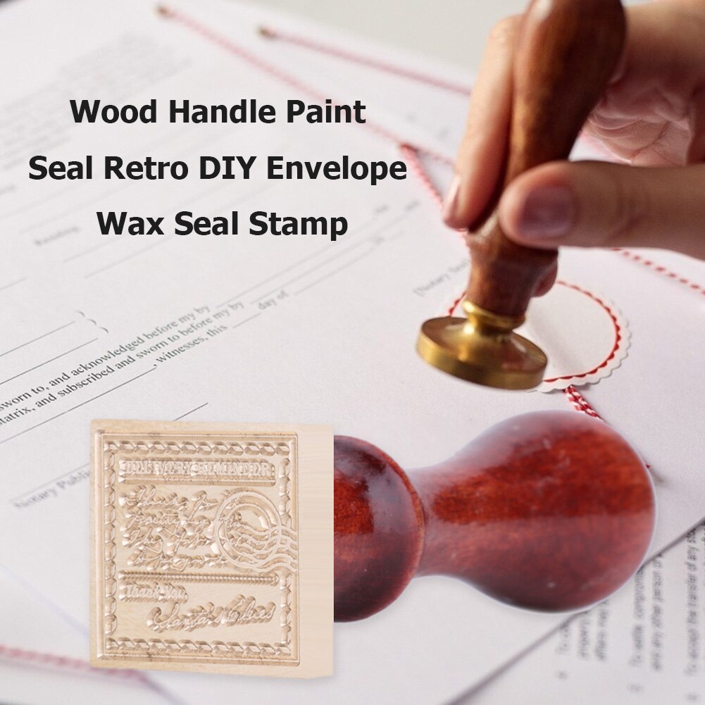 Vintage Diy Vierkante Seal Stempel Vervangen Koperen Hoofd Lakzegel Antieke Zegellak Stempel Houten Handvat Envelop Trouwkaarten