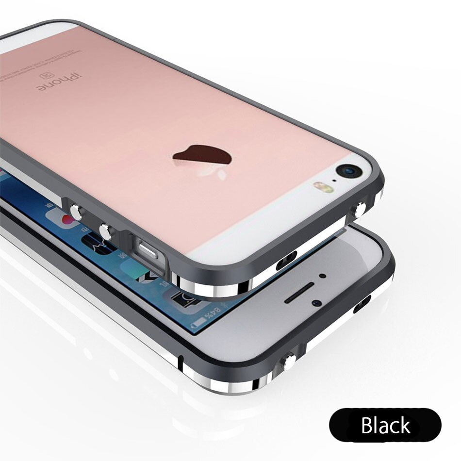 Étui de luxe pour iPhone 5s 5 aluminium pare-chocs antichoc armure housse pour iPhone SE: Black