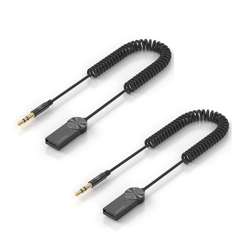 KUULAA Bluetooth Receiver 5.0 Adapter Hands-Free Car Kits AUX Audio 3.5mm Jack Music Wireless Receiver For Car BT Transmitter: 2pcs