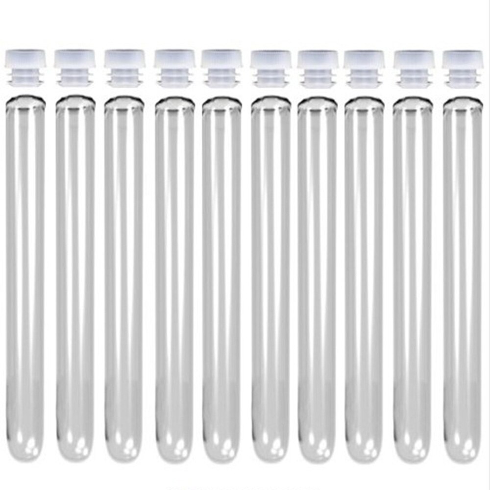 100pcs 16x100 mm Plastic Test Tube With Cap 5 Colors Of Cap To Choose Clear Like Glass