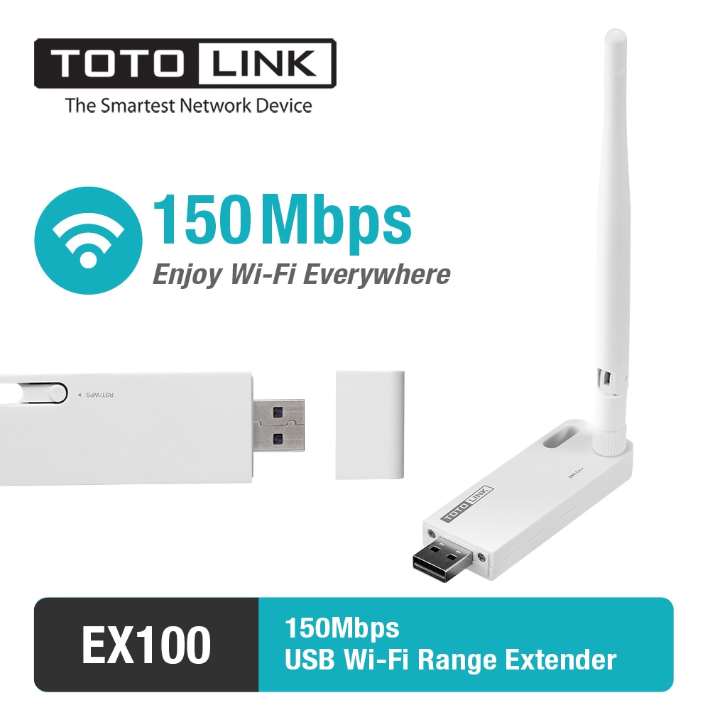 TOTOLINK EX100 150Mbps USB Wi-Fi Range Extender With Stable 4dBi Antenna,Wireless Wifi Repeater Easy Setup By Smart Phone