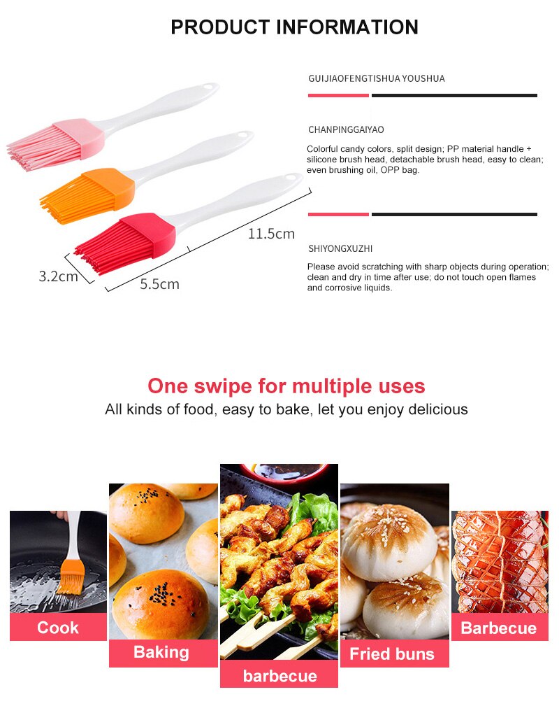Mini Silicone Pastry Oil Brush DIY Baking BBQ Basting Brush High Temperature Resistant Barbecue Sweep Cream Brushes Kitchen Tool
