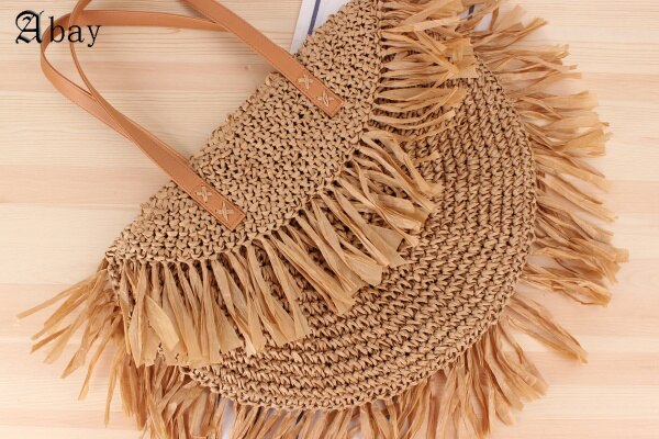 National Tassel Straw Shoulder Bags Knit Shell Harajuku Solid Handbags Beach Bag for Seaside Forever Young