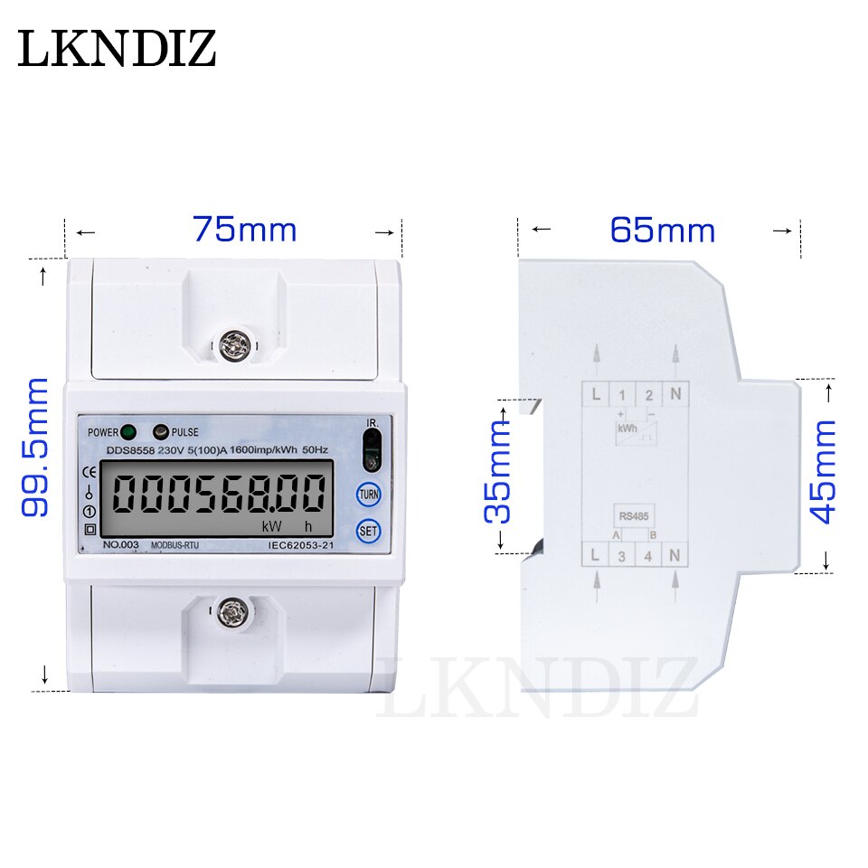 5-100A 230V Upgraded Multi function Single Phase AC Energy Meter Electric Consumption Meter Monitor DIN Rail with RS485 Modbus