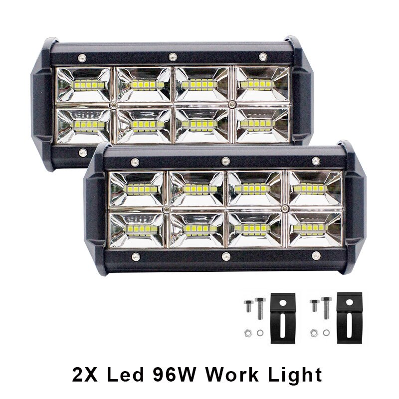 Work Light 96W 7 inch Light Bar Led working light 12v 24V for Tractor Boat Offroad Truck 4x4 SUV ATV Spotlight Driving Lights: 2pcs car light
