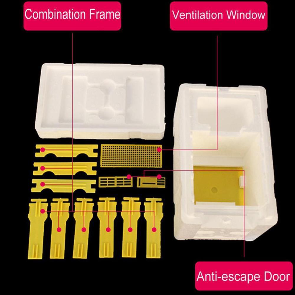 Caja de cola de abejas de plástico, caja con forma de panal, espuma de nido de abeja para cosecha, acoplamiento de abejas, polinización de abejas King, caja de densidad de abeja H F9N3