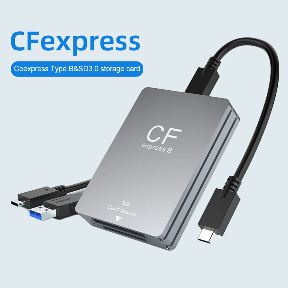 2 in 1 CFexpress Type A/B & SD-kaartlezer CFexpress-lezeradapter USB 3.2 10 Gbps Dual-Slot met USB C naar USB C/A-kabel voor SLR: Rood