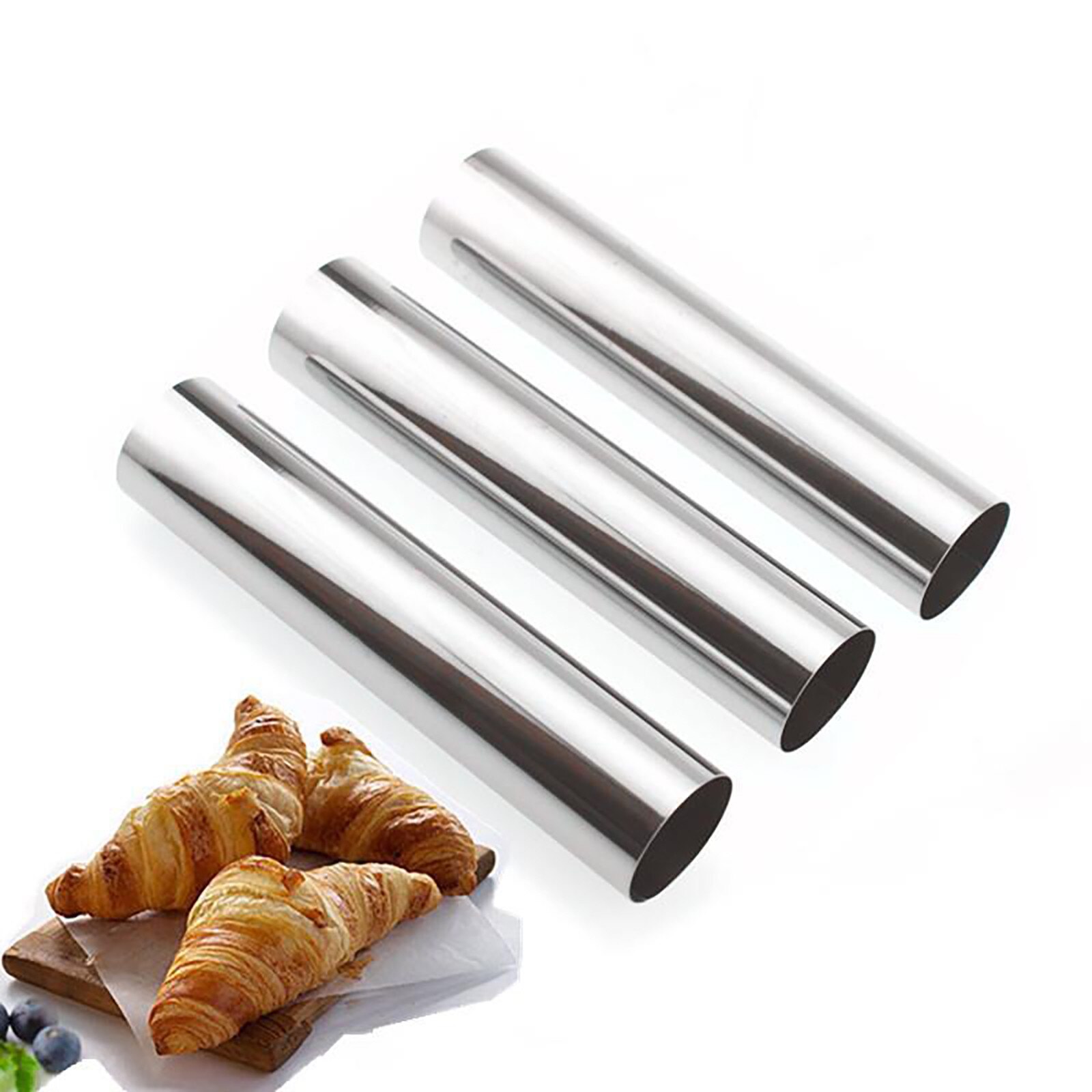 25# 1/5pcs Baking Supplies DIY Baking Cones Stainless Steel Spiral Baked Croissants Tubes Horn Pastry Roll Cake Mold Bakeware