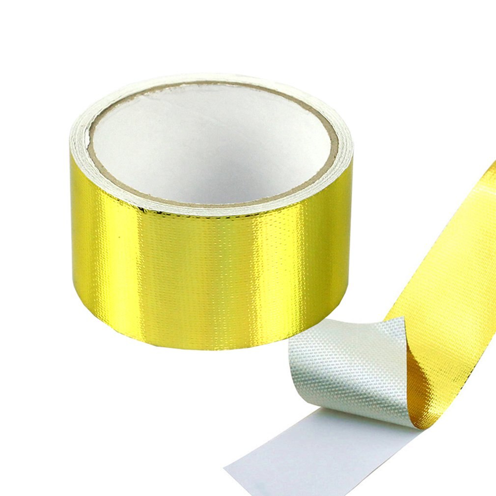 Universial Golden Aluminiumfolie Tape 5 Meter Warmte-isolatie Aluminiumfolie Voor Auto Motor Inlaattraject Turbine