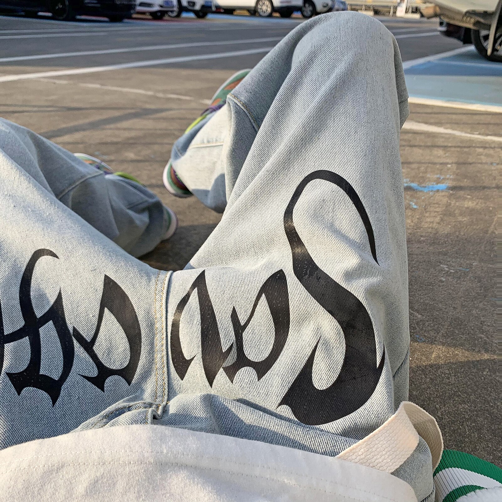 Spring Wide-leg Jeans Men's Printed Casual Korean Jeans Men Streetwear Hip-hop Straight Denim Trousers Mens Jeans Pants