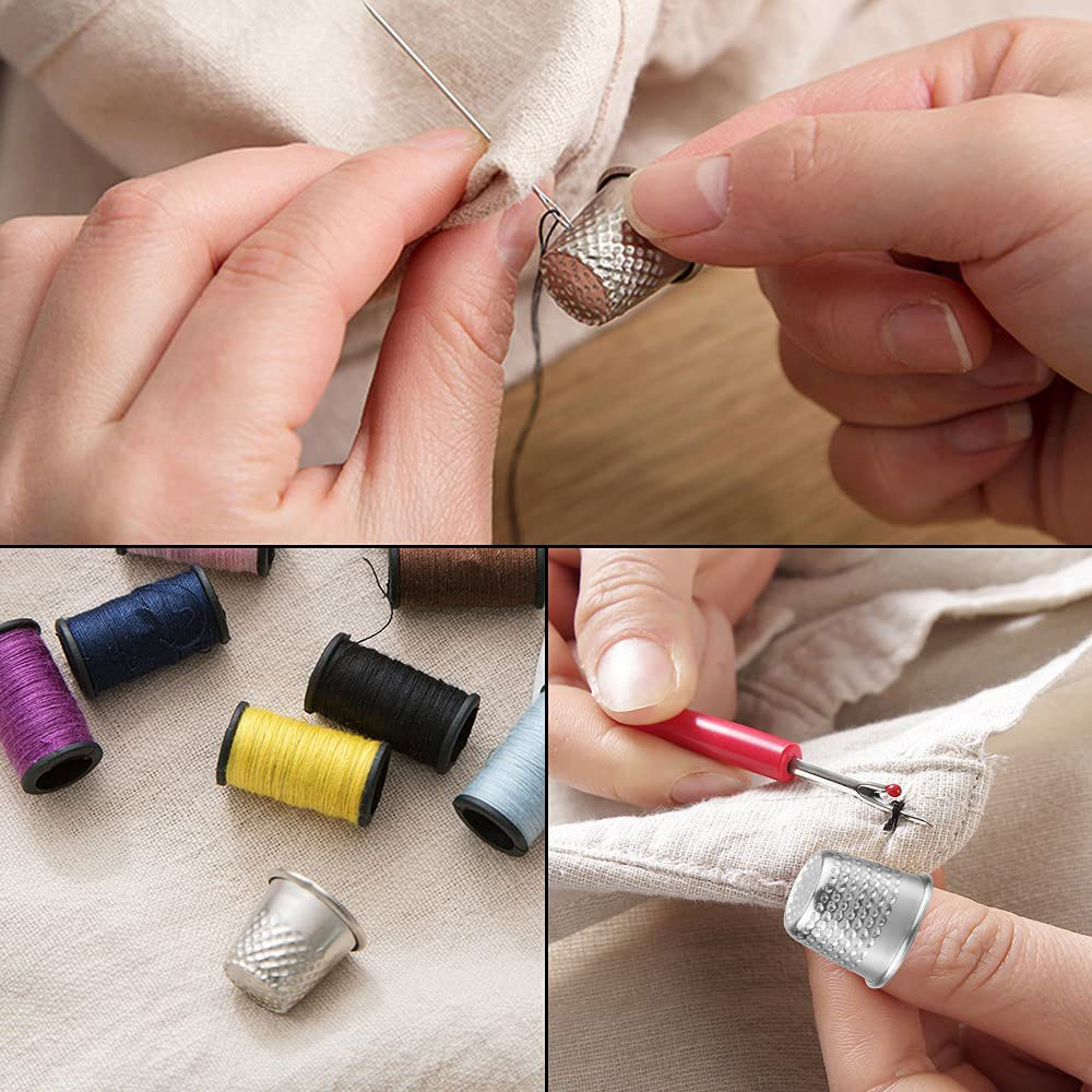 3Pcs ditale ditali per cucire in metallo lavoro manuale sarto cuscino per spille strumento per la protezione delle dita ago mestiere domestico cucire accessori