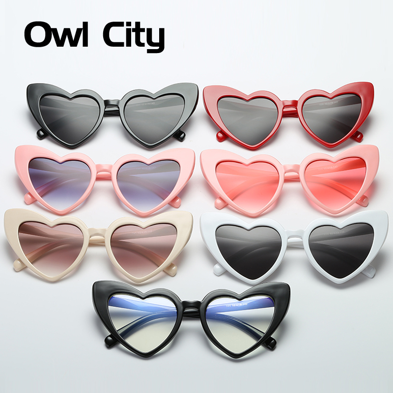 Owl City Heart Sunglasses Women Vintage Red Hearts Shaped Sunglass Ladies Retro Brand Eyewear 90s for Female Shades