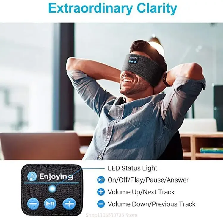 Bluetooth Sleeping Headphones Sports Headband Thin Soft Elastic Comfortable Wireless Music Earphones Eye Mask for Side Sleeper
