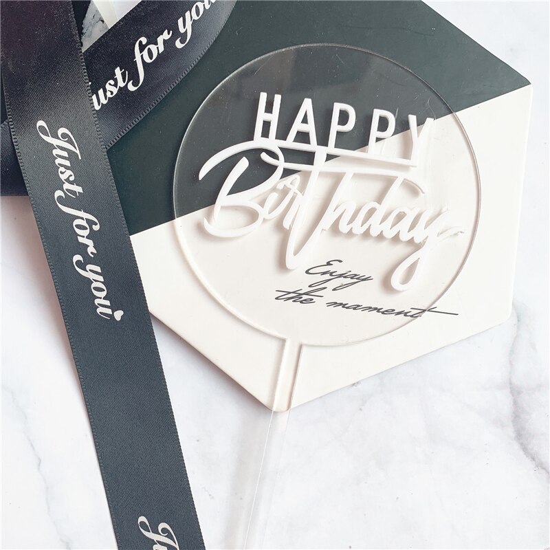 Gold Happy Birthday Cake Topper Gold Foil Round Acrylic Cake Topper For Kids Birthday Party Cake Decorations Baby Shower: White