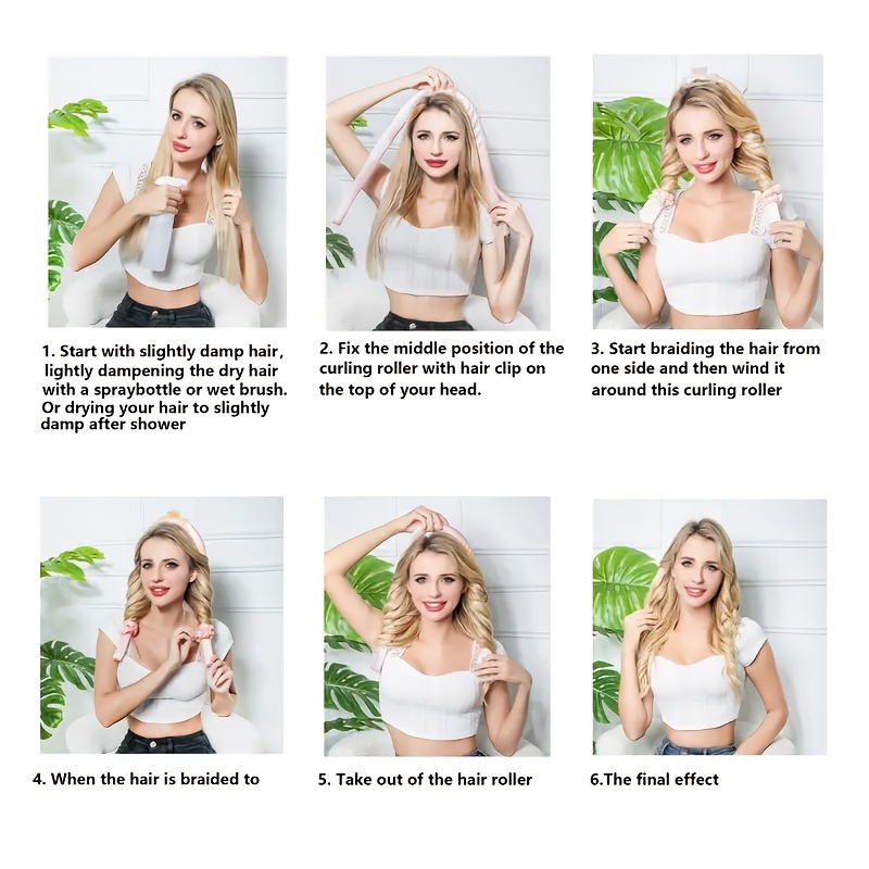 Haste de ondulação sem calor para cachos de seda durante a noite, rolos de cabelo reutilizáveis, fita macia, ferramentas de estilo preguiçoso, acessórios de cuidados com o cabelo