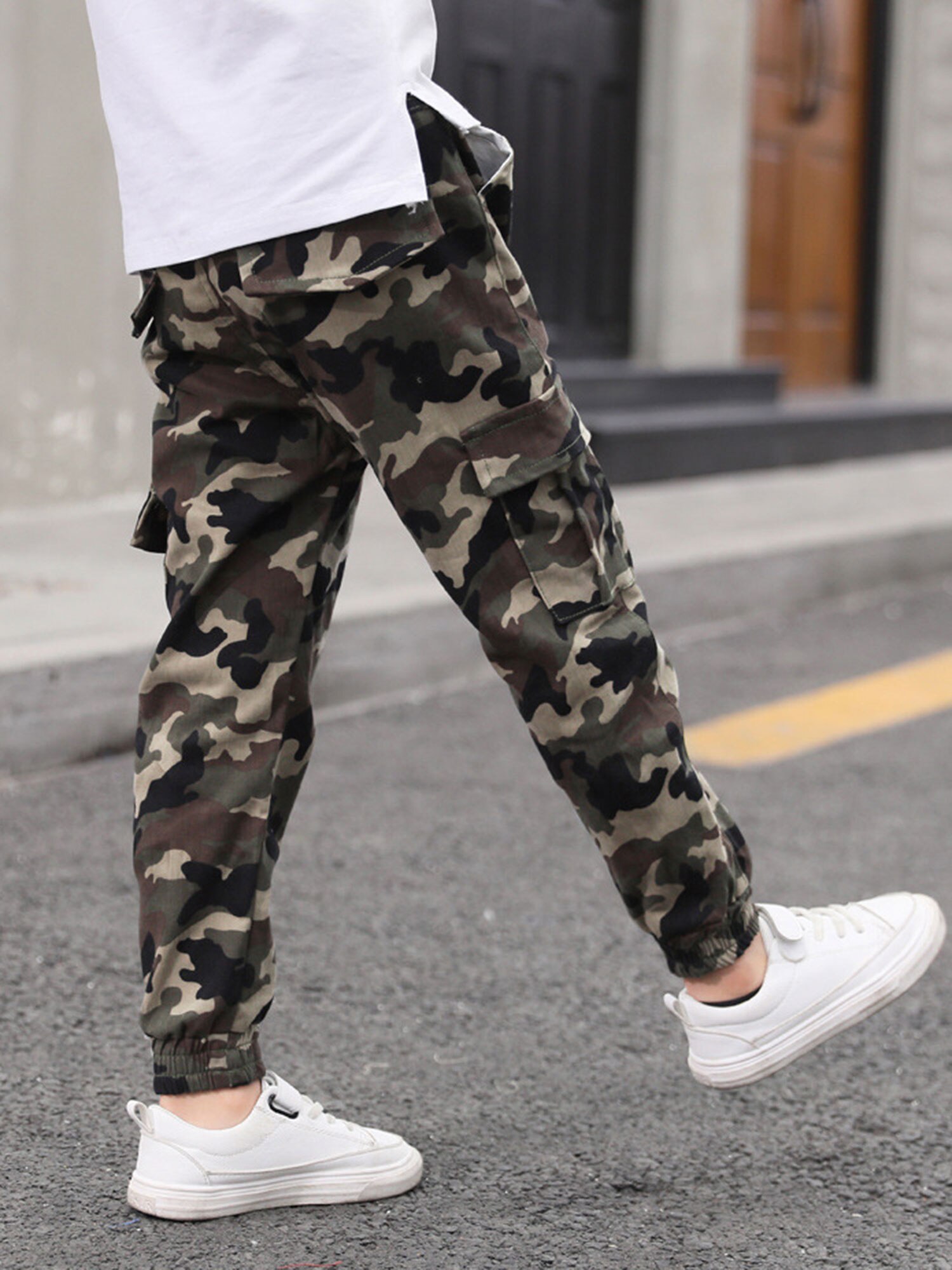 Children Boys Camouflage Pants Casual Cargo Pants Kids Cotton Trousers Elastic Waistband Sport Pants Teenage Boys Sweatpants