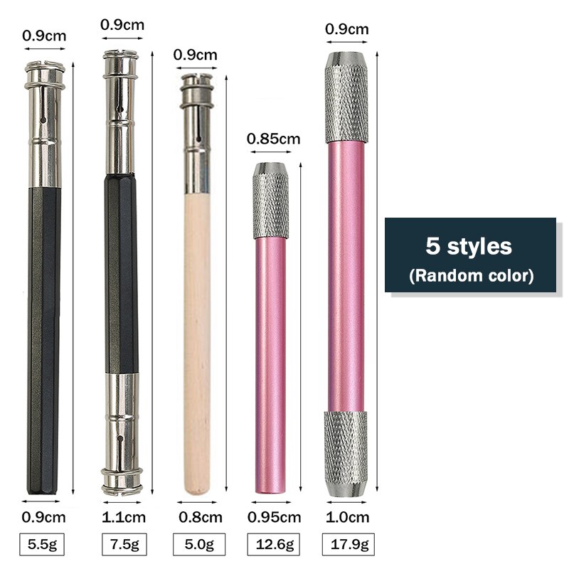 Single/Dual Head Pencil Extender Holder Adjustable Round/Triangle/Hexagonal Pencils Connect Penholder Metal/Wood Extension Rod: Full-5styles