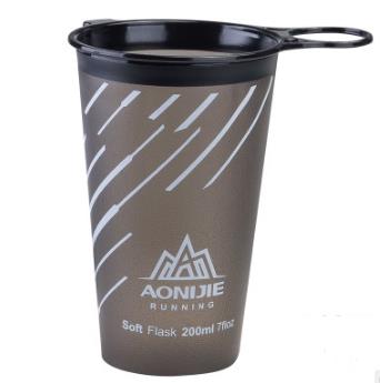 AONIJIE 170ml 200ml 250ml 350ml 500ml 600ml Running Sport Bicycle Soft Water Bottle Folding TPU Soft Flask Water bag: gray cup 200ml