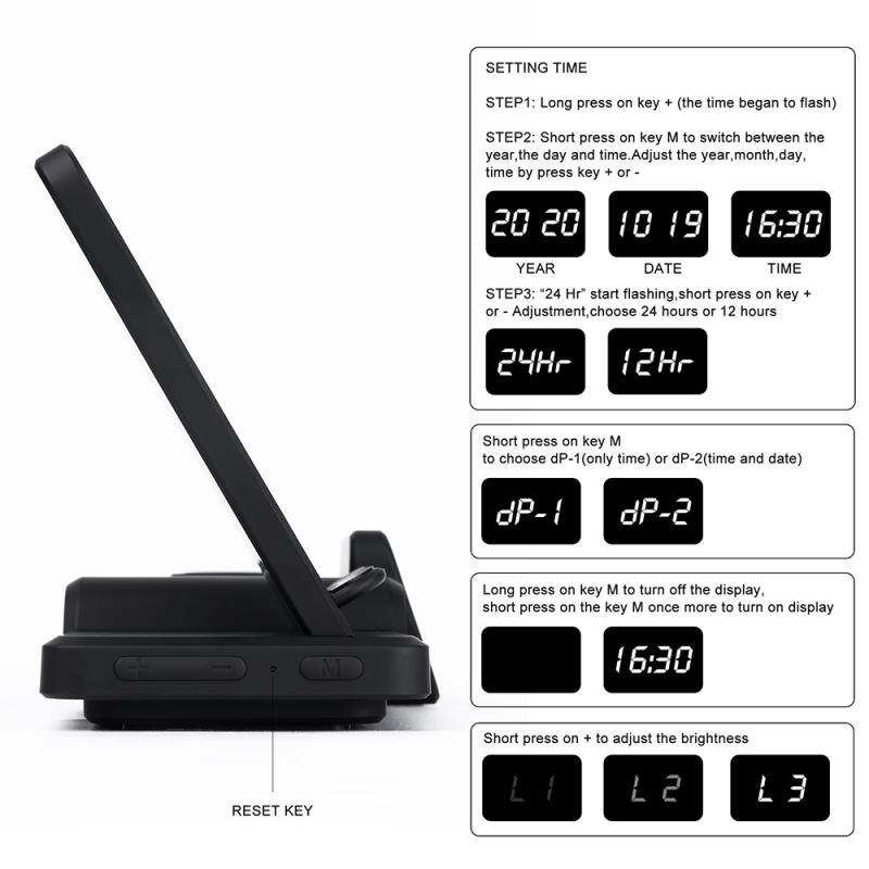 5 in 1 Multi Wireless fast Charger Stand Alarm Clock for iphone Samsung table clocks home decor