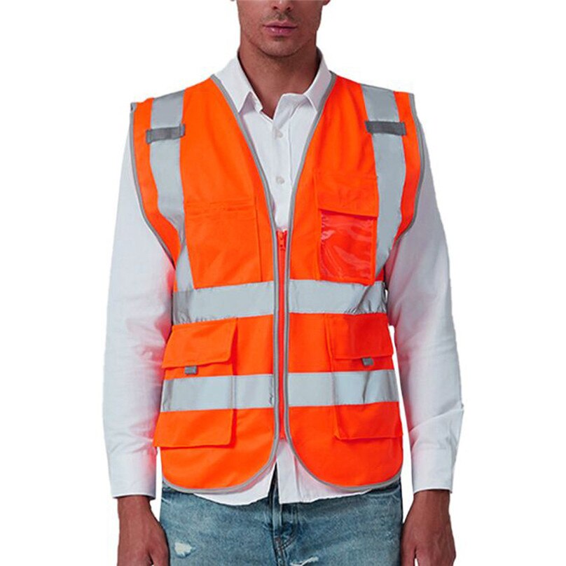Mens Cycling jacket Reflective Vest Men Road Work High Visibility pullover Sleeveless Jacket Blouse outdoor night jacket &3S11