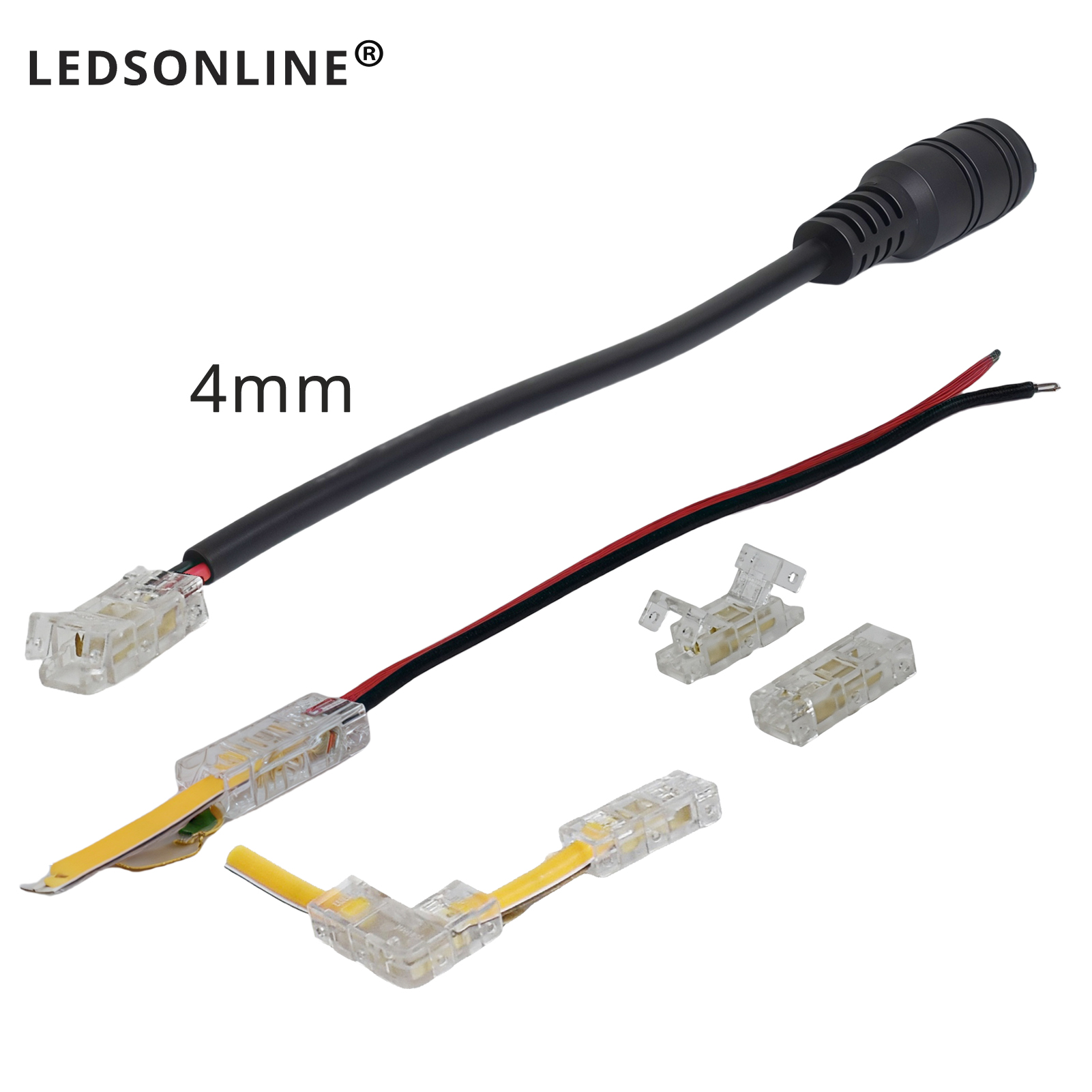 4mm LED COB Strip Light Solderless Quick Connector Electrical Connect Without Soldering Quick Assembly Easy Installation Remove