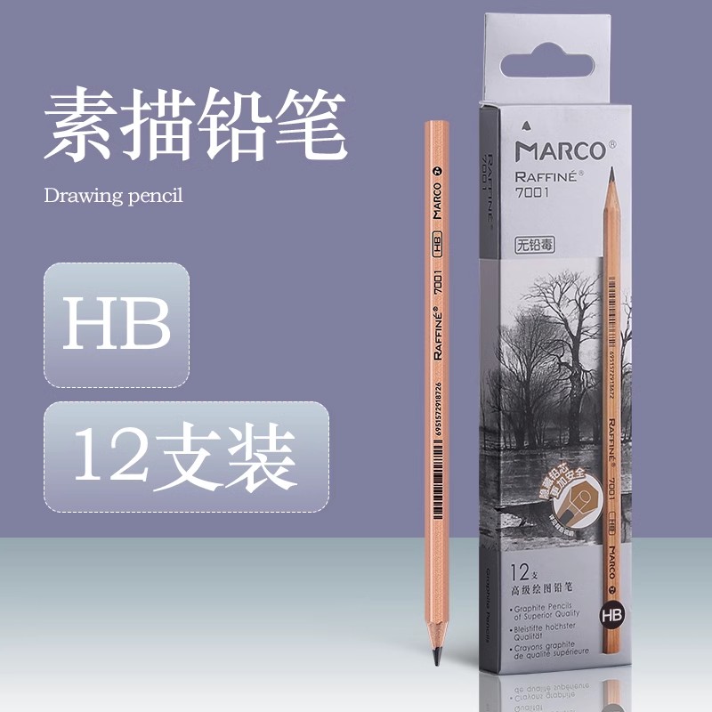 Marco Sketch Wooden Pencils 3H/2H/H/B/2B/3B/4B/5B/6B/7B/8B/9B/10B Pencil Art Painting Pencil School Office Supplies: Burgundy