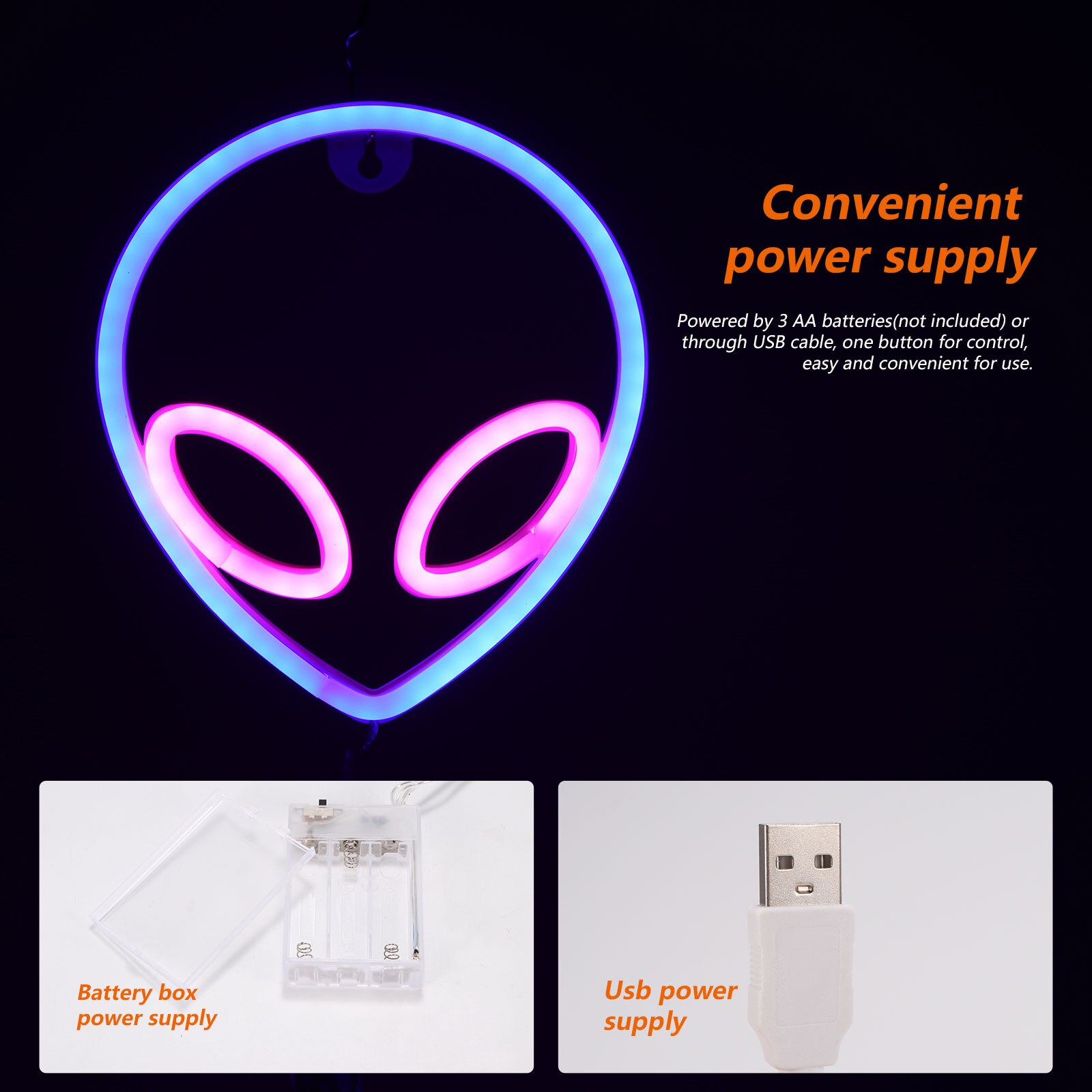 Cool Alien Man Shape Lamp LED Alien Neon Light Wall Hanging Neon Lamp Bedroom Decoration Light Decorative Night Atmosphere Light