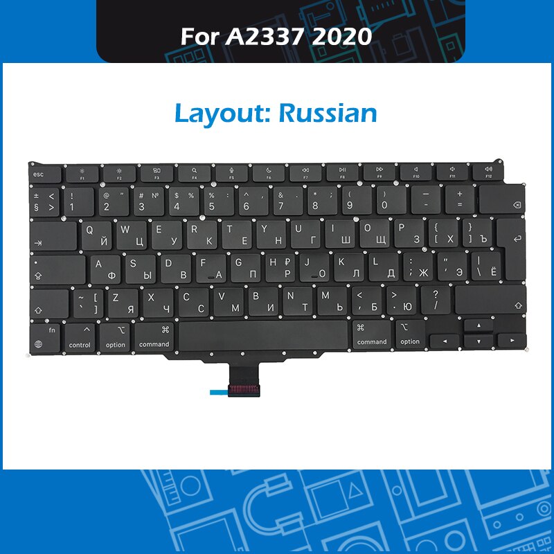 År laptop  a2337 tastatur til macbook air 13 &quot;  m1 a2337 tastaturerstatning us uk fr sp it ger se layout emc 3598: Russisk