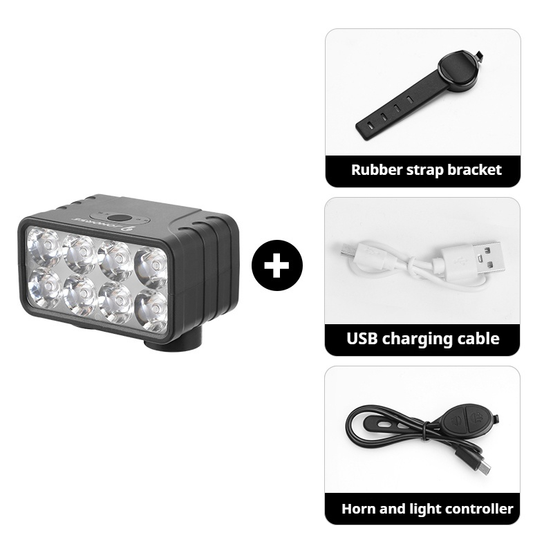 8 LED Bicycle Front Light Rechargeable Bike Light with Horn MTB Bicycle Head Lights Cycling Bike Safety Lamp for Night Riding: Yellow