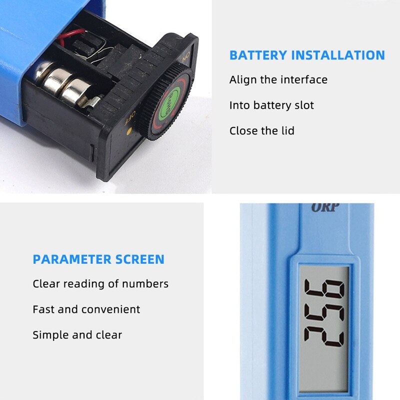 ORP-169D ORP / Redox Tester 2-In-1 Digital Water Meter -1999MV - 1999MV Drinking Water ORP Test Pen