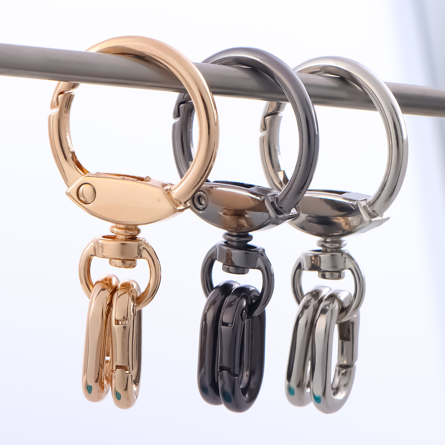 2 PCS Swivel Clasp Clip, Metal Lobster Claw Clasps, Swivel Clasp with Key Rings for Keychain Making, DIY Crafts