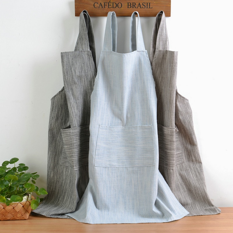 cotton linen Kitchen Apron For Cooking Baking Flower Shop work clean apron Women Smock Coffee shop