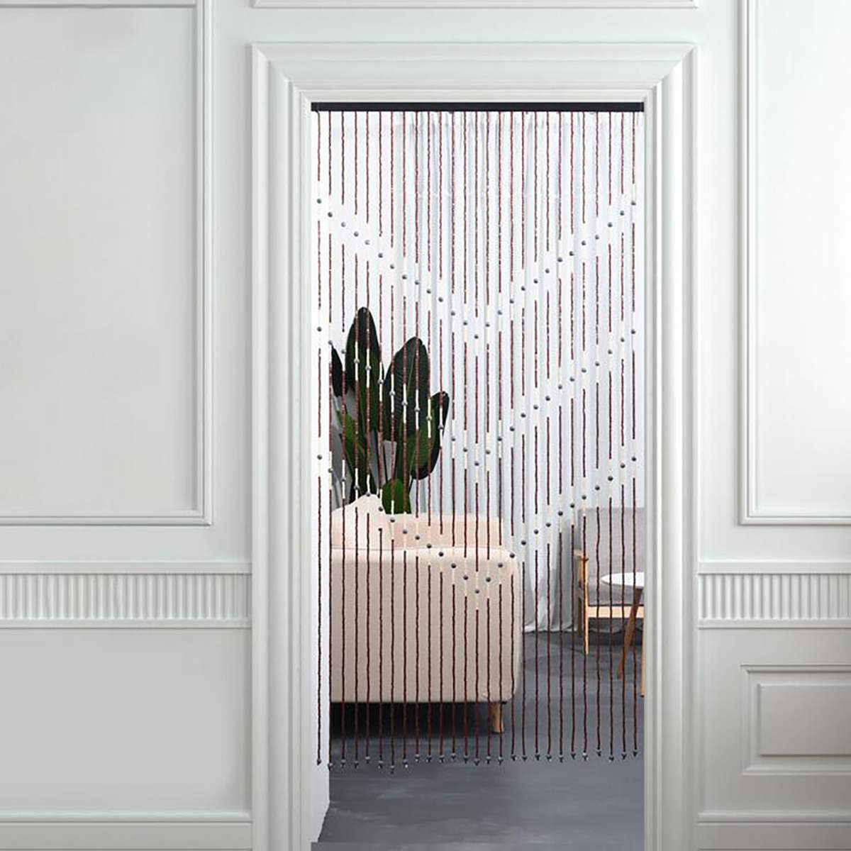 175x90cm 27 Lines Wooden Bead String Curtain Handmade Wooden Blinds Partition Curtain Home Door Living Room Bedroom Blinds Decor