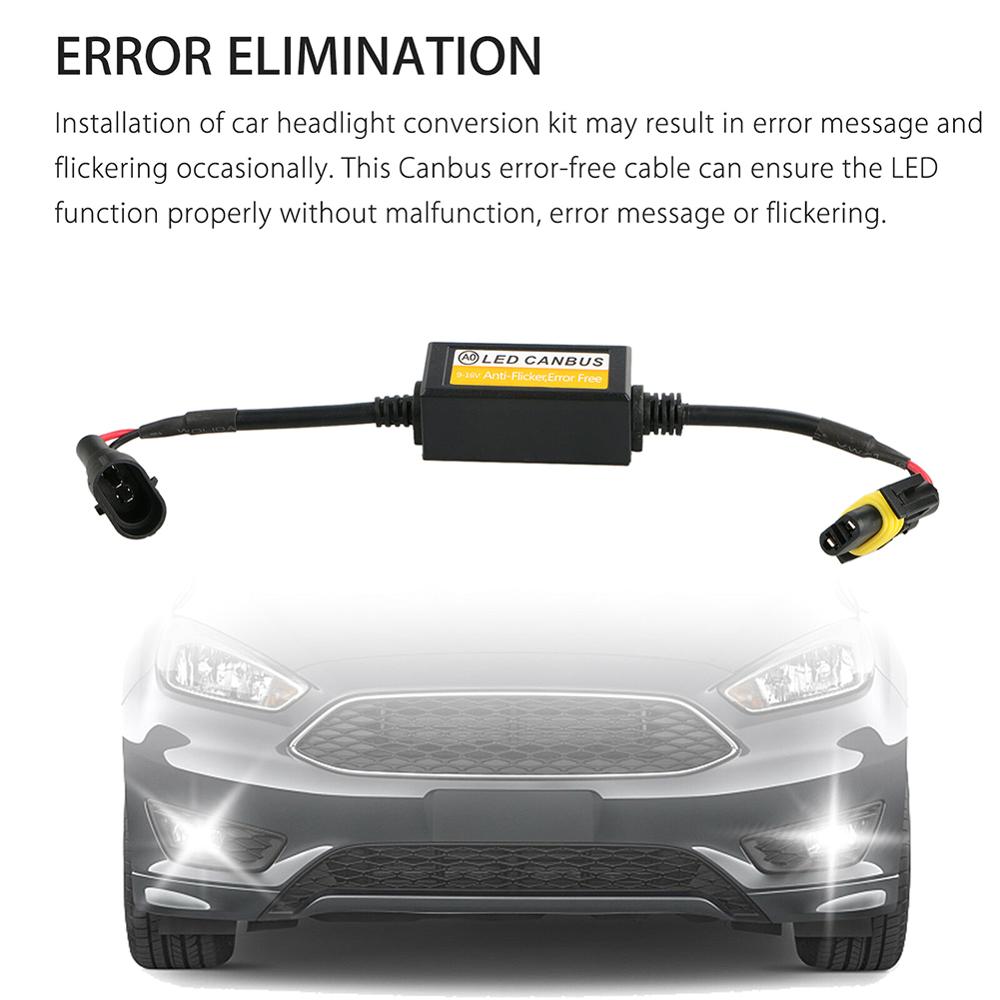 2x H11 faro LED Canbus Anti parpadeo libre de Error cancelador de resistencia decodificador Canbus cableado adaptador de descodificador arnés luz Decod