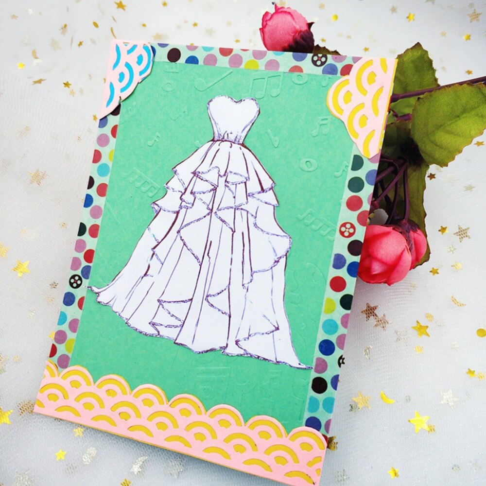 Kolstål hjärta bröllopsklänning skär stans prägling stencil mall form gör det själv papper konst hantverk scrapbook bokmärke kort dekor