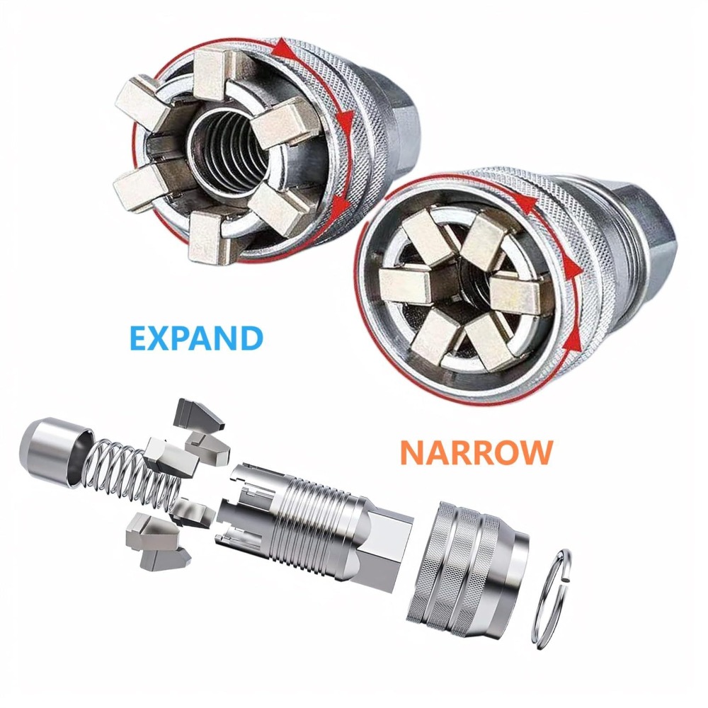 Set di chiavi a bussola universali multifunzione Testa esagonale 10mm-19mm Strumento di manutenzione universale Chiave dinamometrica a cricchetto