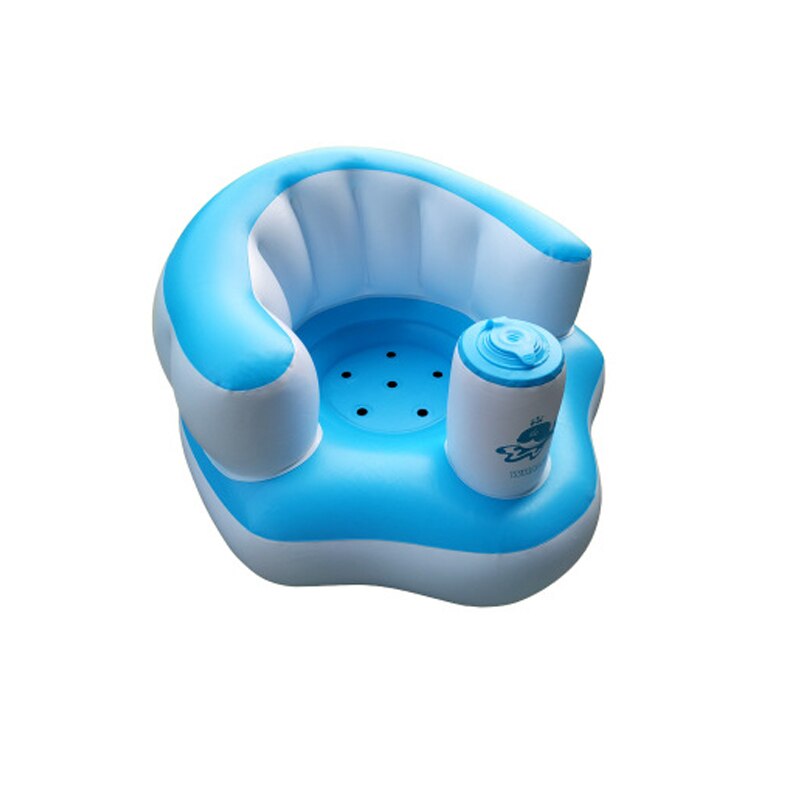 Kids Baby Seat Opblaasbare Stoel Sofa Bad Stoelen Dining Kinderwagen Roze Groen Pvc Zuigeling Draagbare Play Game Mat Banken Leren kruk: Blue White