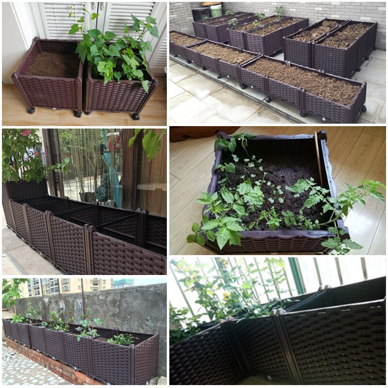 39x39x38CM Balcony Planting Box Gardening Vegetable Flower Planting Raised Garden Bed Outdoor Potted Container Nursery Pots