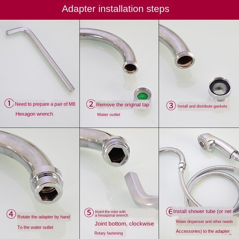 Wasserhahn-Adapter, passend für Wasserreiniger, M20/22/24, Außendraht, feiner Zahn-zu-Innendraht, 1/2 Zoll dicker Zahn, Kupfer