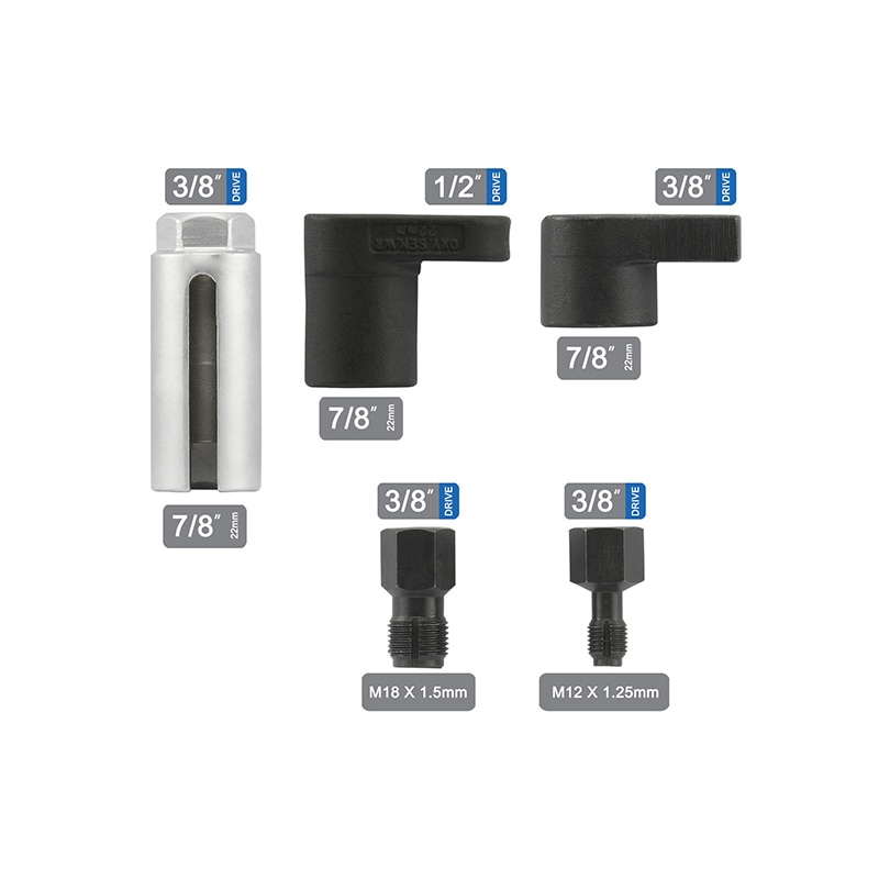 5 PC 1/2" 22mm Oxygen Lambda Sensor Remove Socket Set Kit Thread Chasers