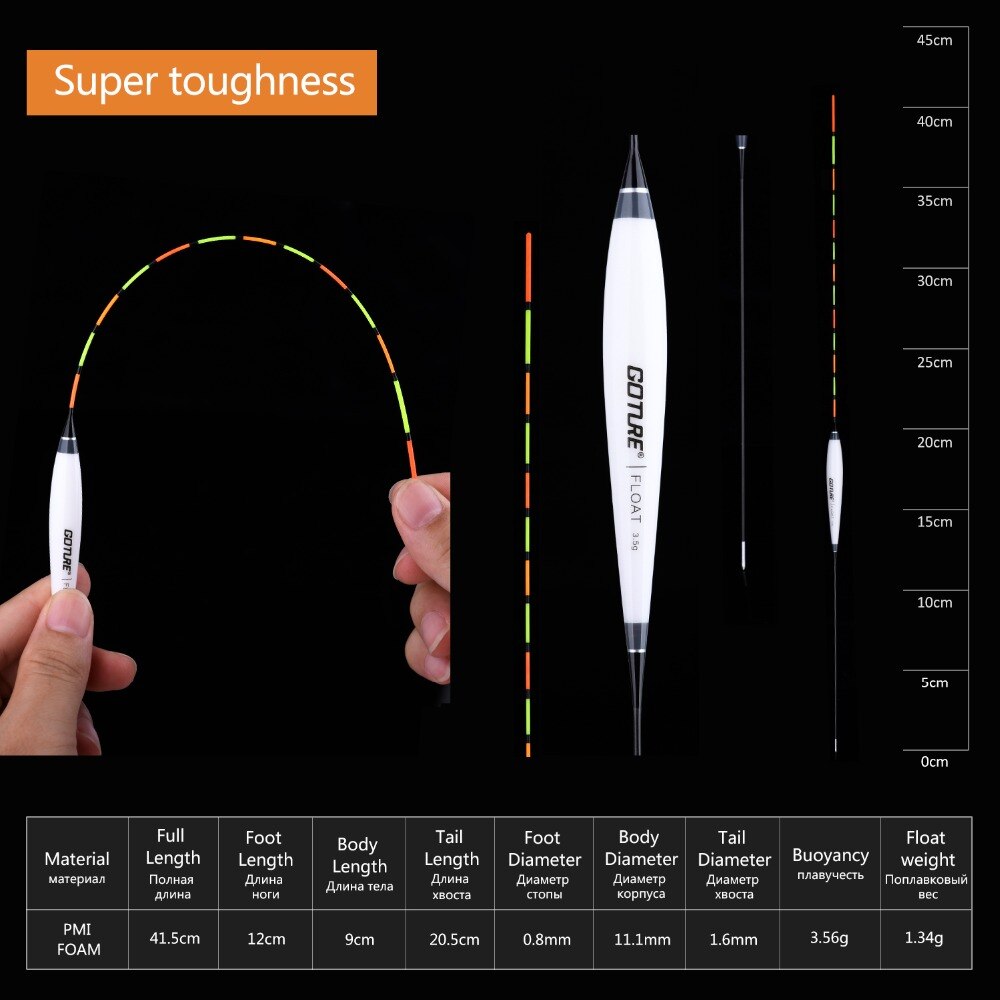 Goture Fishing Floats+Pre-tied Fishing Rig with Main Line/Leader/Hook+Fishing Light Stick Float for Carp Fishing Tackles