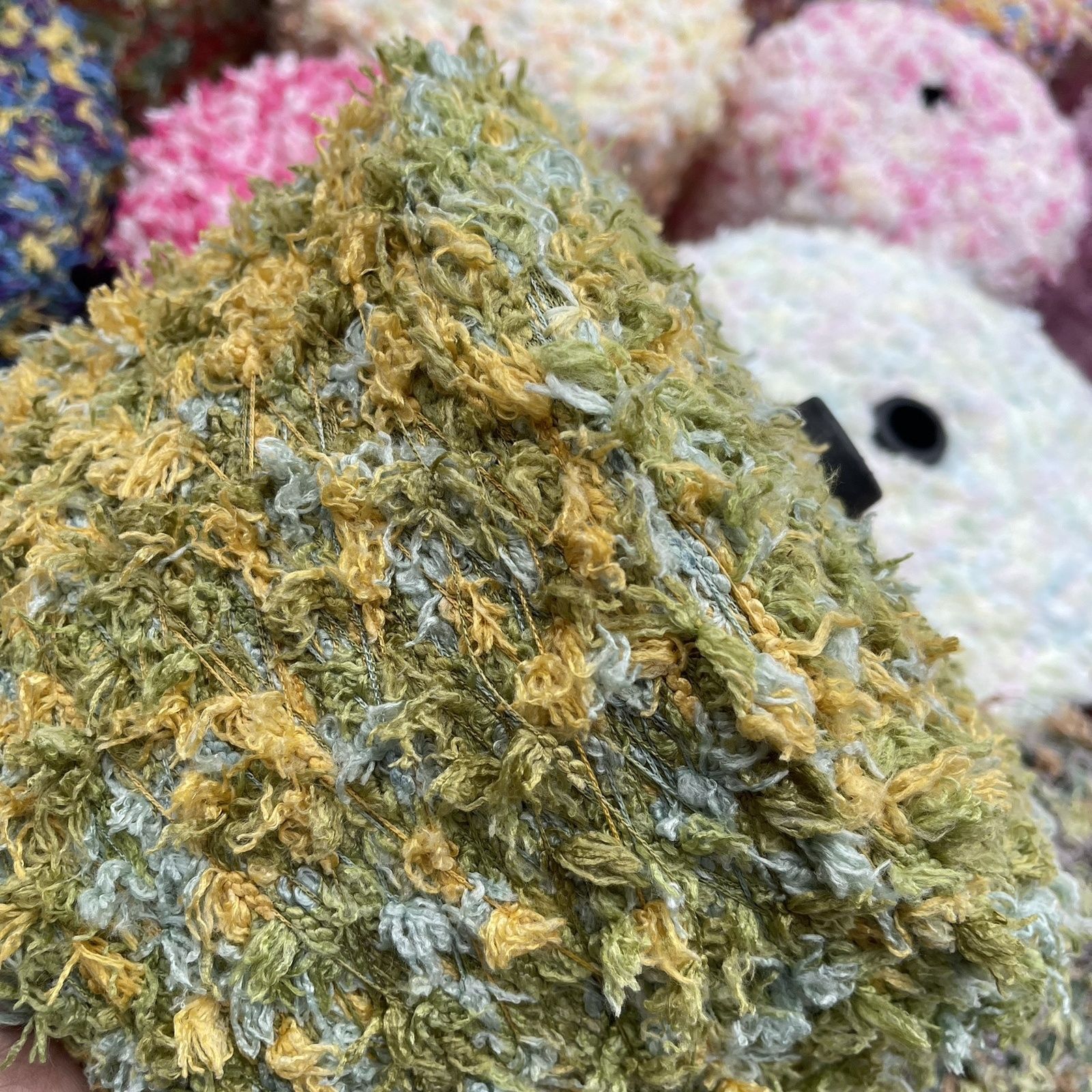 500g de hilo destacado de ganchillo, hilo de frijol de plumas de palomitas de maíz, suéter suave y cómodo, bufanda, abrigo, bolsa, hilo mixto, hilo tejido a mano: Azul