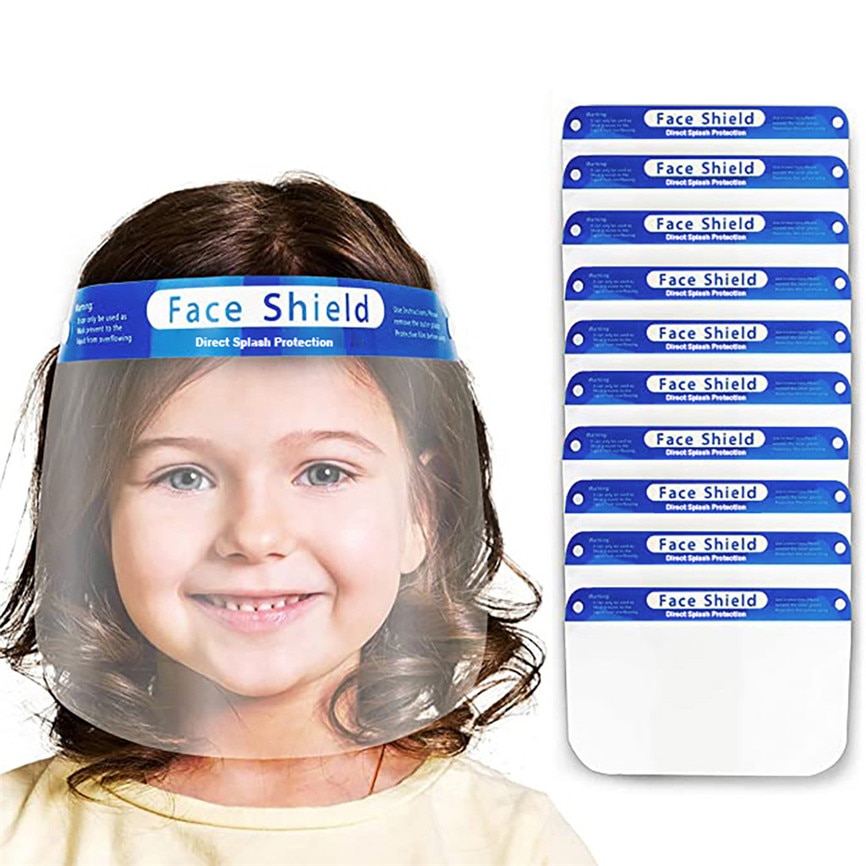 10/15/20Pcs Gezicht Shield Kids Beschermende Gezicht Shield Anti-Fog Anti Druppel Stofdicht Verstelbare veiligheid Clear Volgelaatsmasker