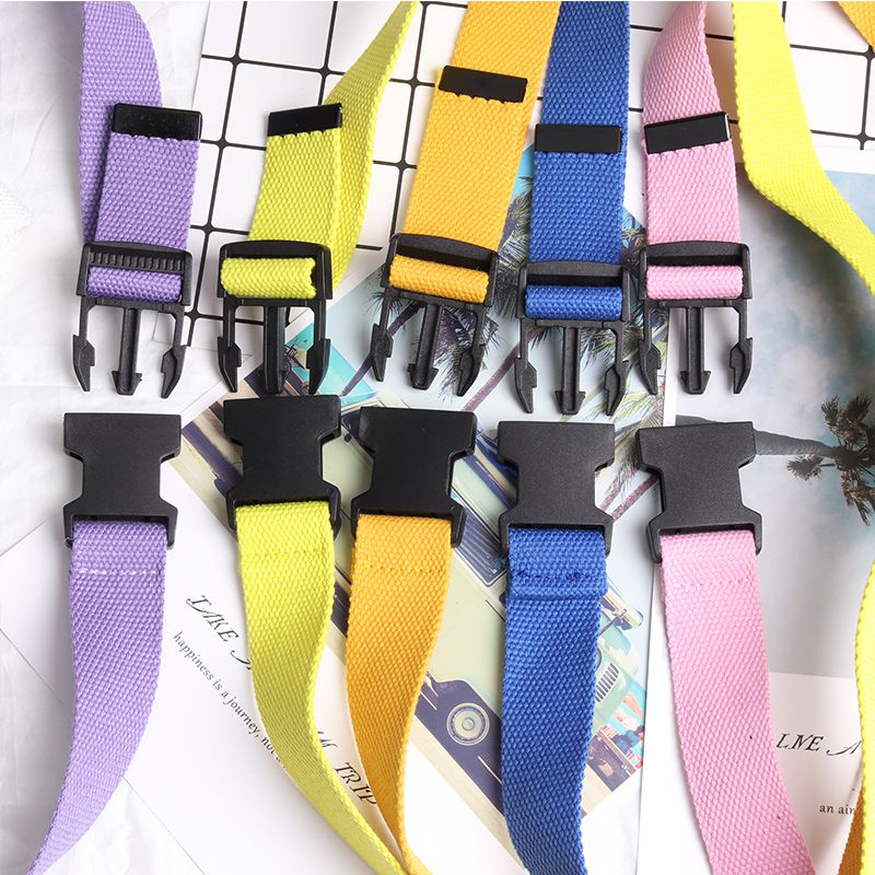 Kvinder mænd firkantet enkel alsidig plast spænde vævet lærred nylon bælte neutral blød enkel bælte