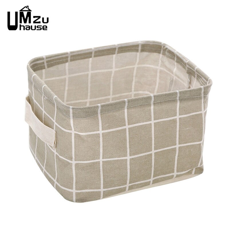 Katoen Linnen Dozen Cosmetische Make Organisatoren Flamingo Eenvoudige Magazijnbakken Home Office Organisatie Meisjes Bureau Tafel Fold Case: Gray