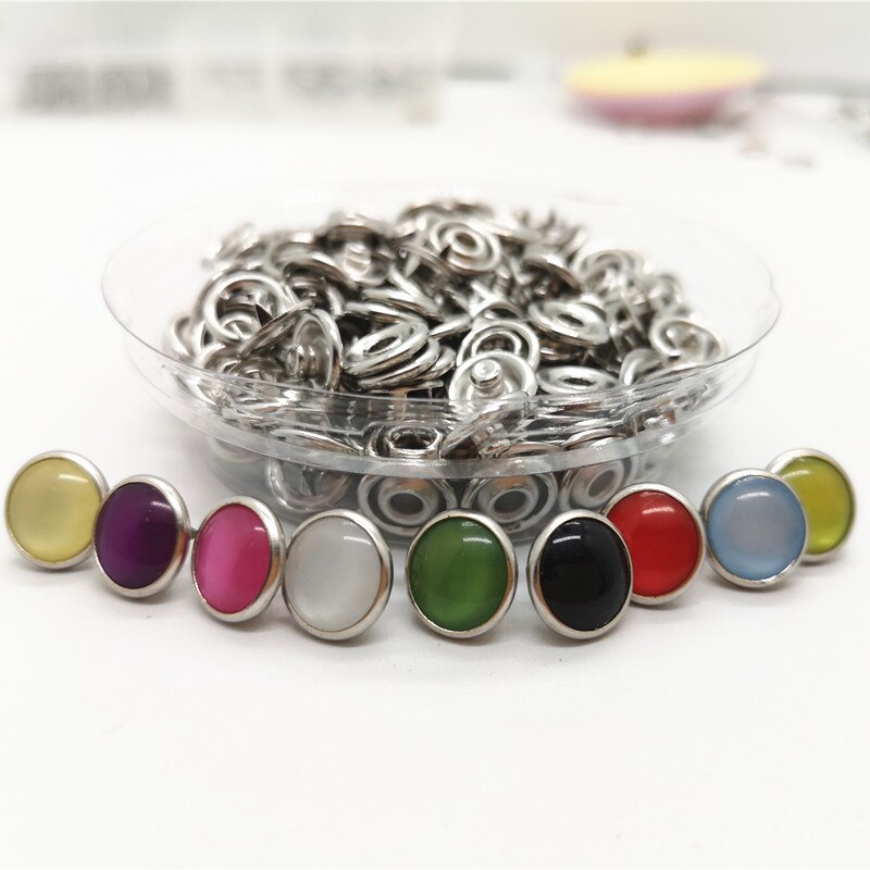 20 Sets Van Milieuvriendelijke Parel 10 Mm Hollow 8 Kleur Metalen Messing Gesp Gesp Knop Kinderen: MIX / 20sets