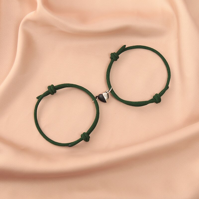 SL102 modisch Schwarz und Weiß Liebe Magnet Mailand Seil Paar Armbänder EIN Paar Freundinnen Armbinde Schmuck: dunkel Grün Paar